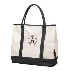 Oversized Black and Tan Canvas Tote