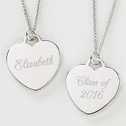 Graduate's Personalized Rhodium-Plated Heart Necklace
