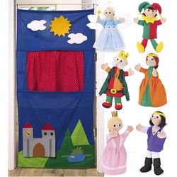 Royal Family Hand Puppets and Doorway Puppet Theater