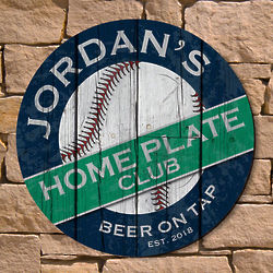 Personalized Home Plate Club Baseball Fan Wall Sign