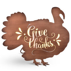 Give Thanks Metal Turkey Table Top Decoration