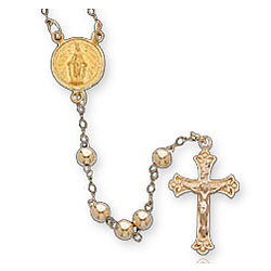 14k Yellow Gold Divine Mercy Crucifix Rosary