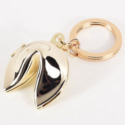 Gold Plated Fortune Cookie Box Keyring
