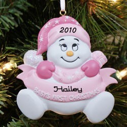 Personalized Snowbaby Girl Christmas Ornament