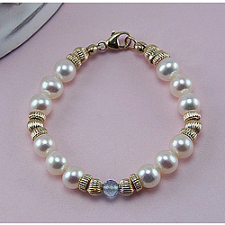 14k Yellow Gold Pearl Gemstone Baby/Child Bracelet