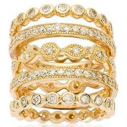 5 Cubic Zirconia Gold-Plated Eternity Bands