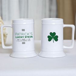 Lucky Clover Personalized Beer Stein