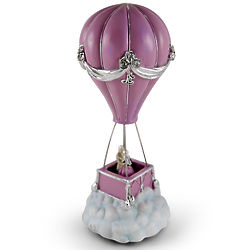 Couple in Pink Hot Air Balloon Musical Figurine