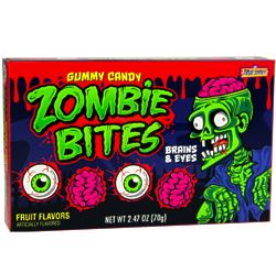 Zombie Bites Brains and Eyes Gummy Candy in Theater Box