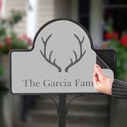 Personalized Antler Silhouette Garden Stake Magnetic Sign