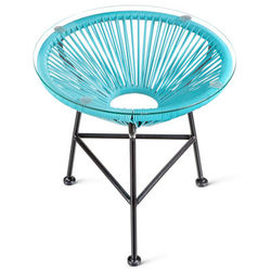 Acapulco Turquoise Side Table with Glass Top