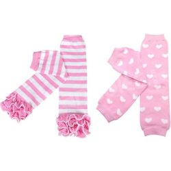 Pink Hearts and Stripes Colorful Baby Leg Warmers