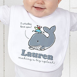Lovable Whale Personalized Baby Bib