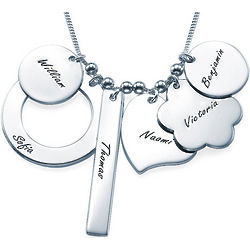 Personalized Multi Charm Mother's Necklace in Sterling Silver