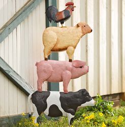 Stacked Farm Animals Yard Art