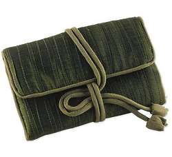 Enchanted Journey Silk Blend Jewelry Roll in Olive