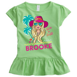 Personalized Barbie Glam Lime Green Ruffle T-Shirt