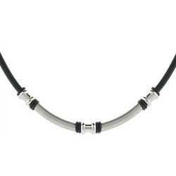 Men's Black Stainless Steel Linked Rod Necklace