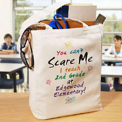 Can't Scare Me Teacher Personalized Canvas Tote Bag