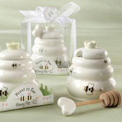 Meant to Bee Ceramic Honey Pot with Wooden Dipper