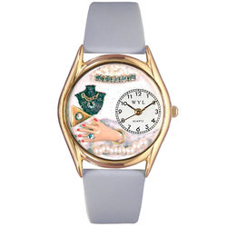 Jewelry Lover Blue Pearls Small Gold Watch
