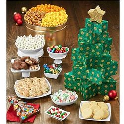 Christmas Tree Tower of Treats & Popcorn Gift Tin