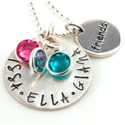Personalized Sterling Silver Friends Necklace with Birthstones