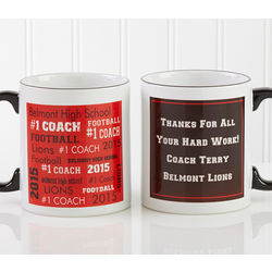 Personalized Sports Coach Coffee Mug with Black Handle
