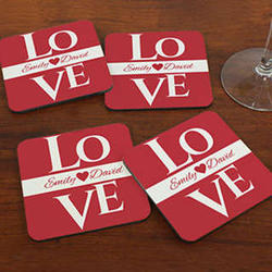 Love Personalized Wood Drink Coasters