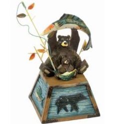 Tin Big and Little Bears Musical Fishing Figurine