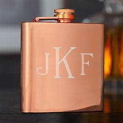 Personalized Monogram Solomon Copper-Tone Hip Flask