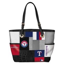 Texas Rangers Patchwork Tote Bag with Team Colors and Logos