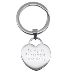 Stainless Steel Engraved Heart Keychain
