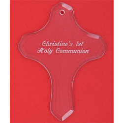Personalized Glass Cross Christmas Ornament