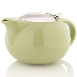 Green Porcelain Teapot with Stainless Steel Lid and Strainer