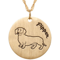 Engraved Name & Dog Breed Gold Over Sterling Pendant