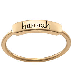 Gold Over Sterling Engraved Rectangle Ring