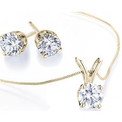 1/2 Carat Diamond Solitaire Necklace & Diamond Stud Earrings Set