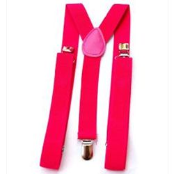 Solid Neon Pink Suspenders Costume