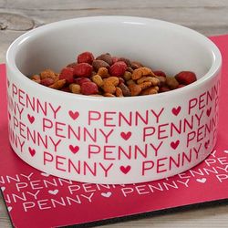 Personalized Repeating Name Large Dog Bowl