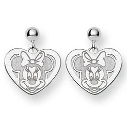 Sterling Silver Minnie Mouse Heart Drop Earrings