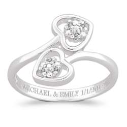 Sterling Silver Couple's Diamond Swirl Heart Ring