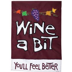 Wine A Bit House Flag with Embroidered Stitching