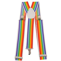 Wide Striped Rainbow Suspenders Costume
