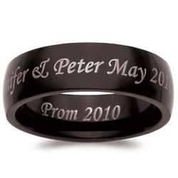Stainless Steel Outside and Inside Engraved Message Band in Black