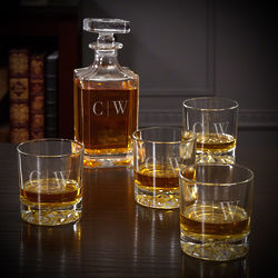 Quinton Glasses and Decanter with Personalized Monogram