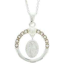 Miraculous Medal with Crystals Pendant Necklace