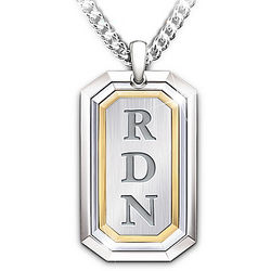 Words of Wisdom Dog Tag Necklace with Grandson's Initials