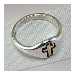I Cross My Heart with Love Sterling and 14k Gold Communion Ring