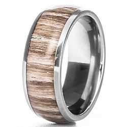 8mm Wood Inlay Titanium Ring